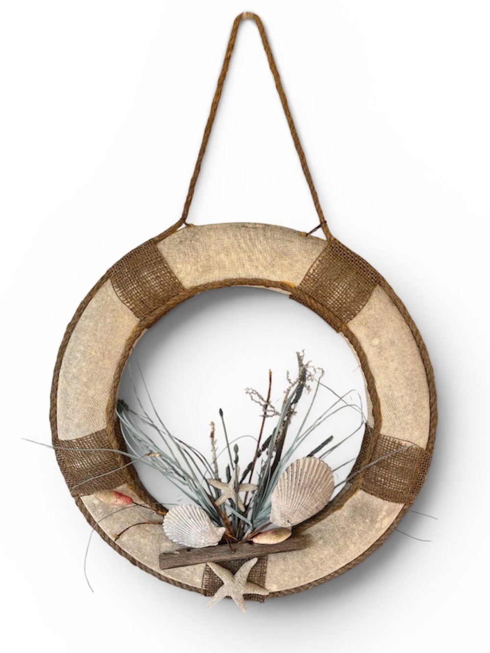 Coastal Rope Life Ring Wall Hanging in Neutral Tones